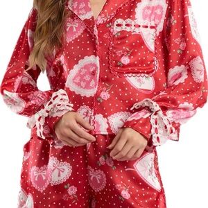 Red Floral Pajama Set